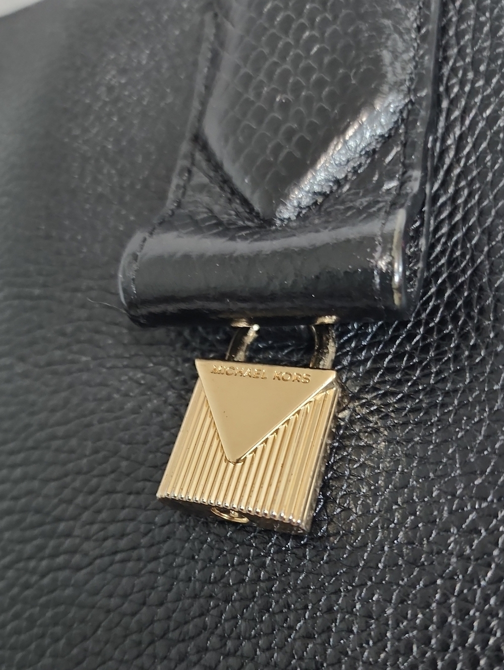 MICHAEL KORS ROLLINS SATCHEL BLACK SNAKESKIN EMBOSSED LEATHER - Picture 10 of 15